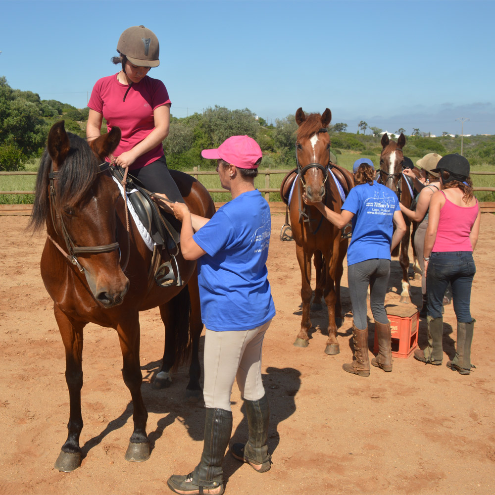 The beginners ride at Tiffanys Riding Centre starts in the arena